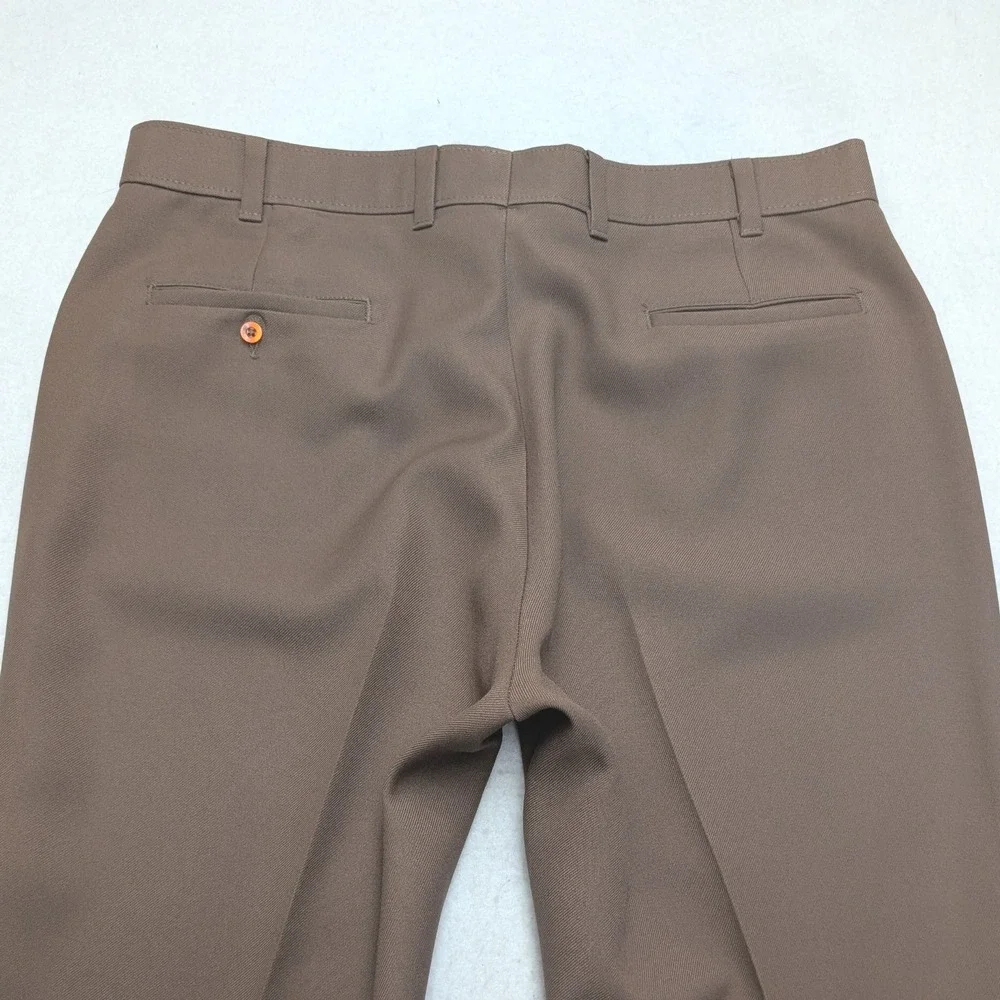 Vintage 70s 80s Levis Action Slacks Mens 35x33 Taupe Brown Straight Leg Trousers